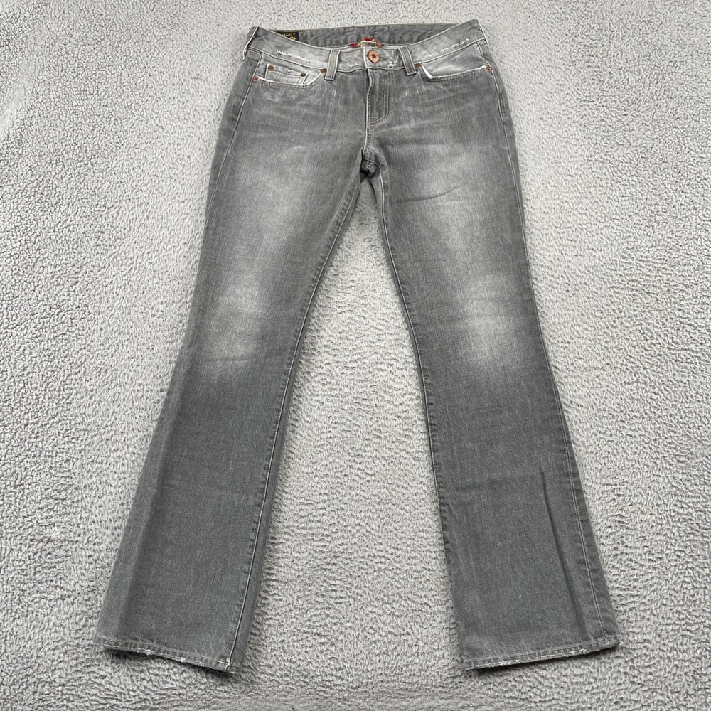 Lucky Brand Jeans Womens 10/30 Gray Lola Boot Bootcut Distressed Made in USA
